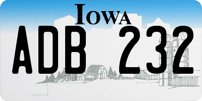 IA license plate ADB232