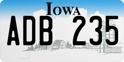 IA license plate ADB235