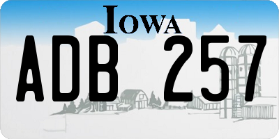 IA license plate ADB257