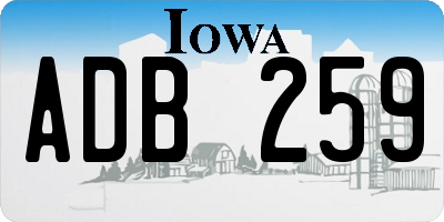 IA license plate ADB259