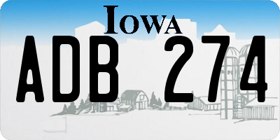 IA license plate ADB274