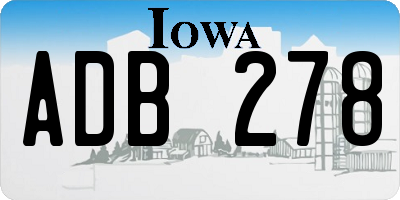 IA license plate ADB278