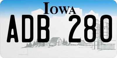 IA license plate ADB280
