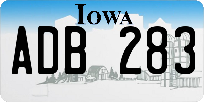IA license plate ADB283