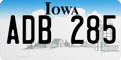 IA license plate ADB285