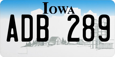 IA license plate ADB289