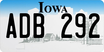 IA license plate ADB292