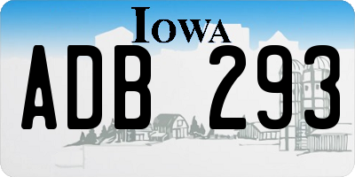 IA license plate ADB293