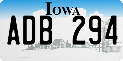 IA license plate ADB294
