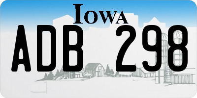 IA license plate ADB298