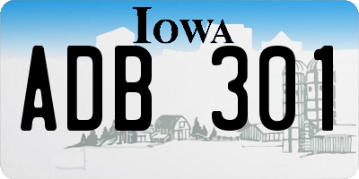 IA license plate ADB301
