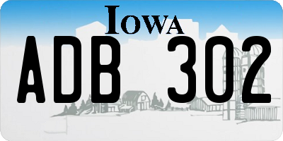 IA license plate ADB302