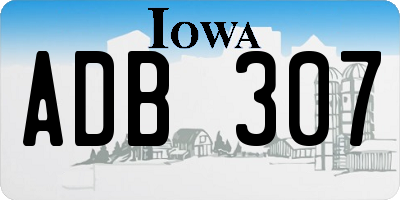 IA license plate ADB307