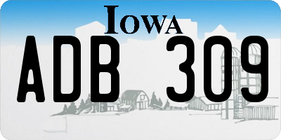 IA license plate ADB309