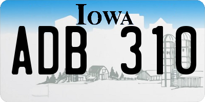IA license plate ADB310