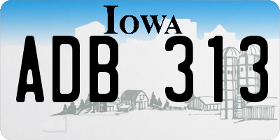 IA license plate ADB313