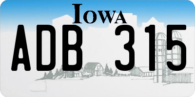 IA license plate ADB315