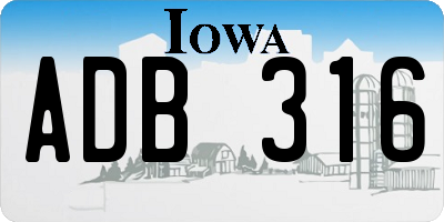IA license plate ADB316