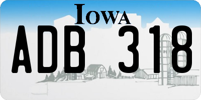 IA license plate ADB318