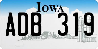 IA license plate ADB319