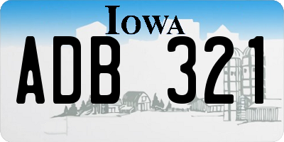 IA license plate ADB321