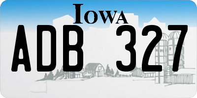 IA license plate ADB327