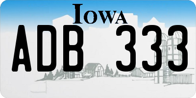 IA license plate ADB333