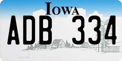 IA license plate ADB334