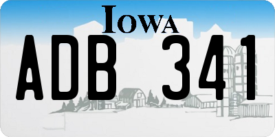 IA license plate ADB341