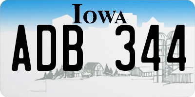 IA license plate ADB344