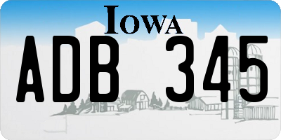 IA license plate ADB345