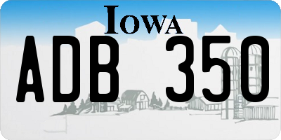 IA license plate ADB350