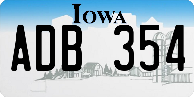 IA license plate ADB354