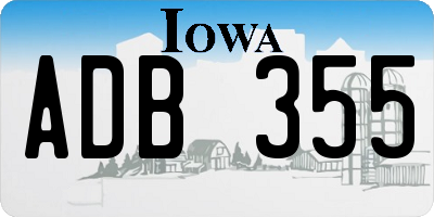 IA license plate ADB355