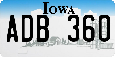 IA license plate ADB360