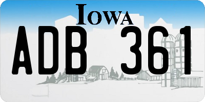 IA license plate ADB361