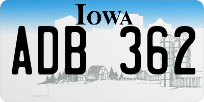 IA license plate ADB362