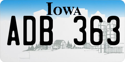 IA license plate ADB363