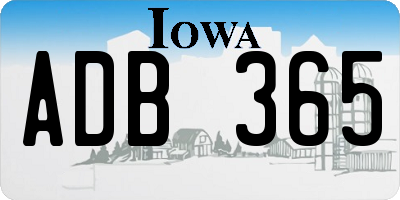 IA license plate ADB365
