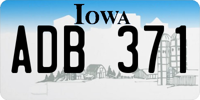IA license plate ADB371