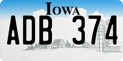 IA license plate ADB374