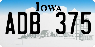 IA license plate ADB375