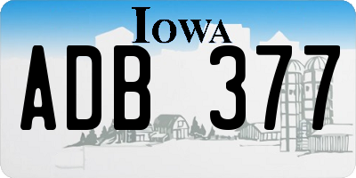 IA license plate ADB377