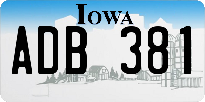 IA license plate ADB381