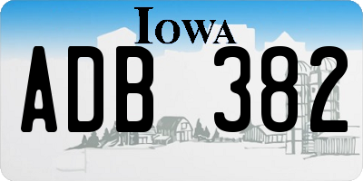 IA license plate ADB382