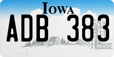IA license plate ADB383