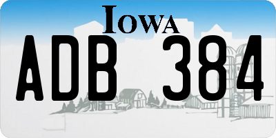 IA license plate ADB384