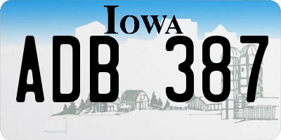IA license plate ADB387