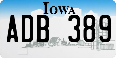 IA license plate ADB389