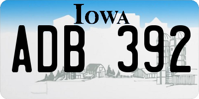 IA license plate ADB392